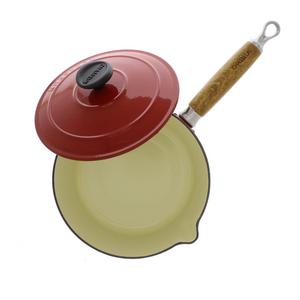 Chasseur 2.5-quart Red French Enameled Cast Iron Saucepan With Wooden Handle
