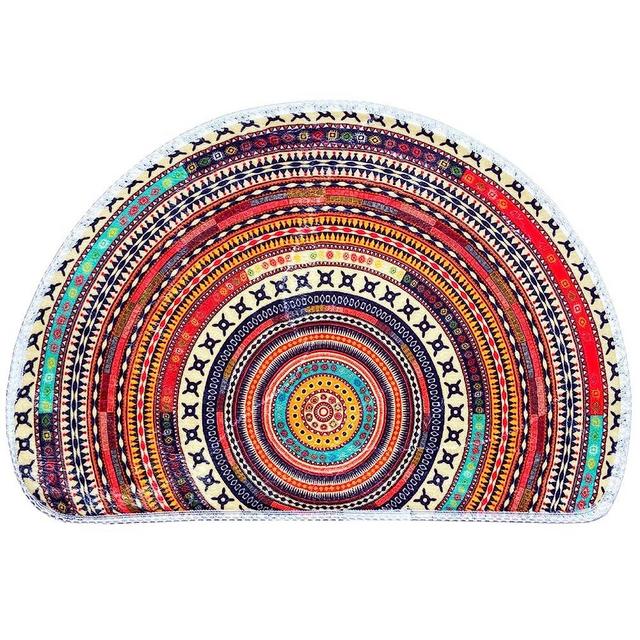 yolecan Half Round Bohemian Bathroom Rug,Ultra Soft and Water Absorbent Bath Mat,Boho Mandala Bath Carpet, Machine Wash/Dry, for Tub, Kitchen, and Indoor, 30x 20inch