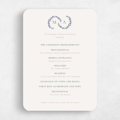 Beige Rounded Wedding Program - Cappell