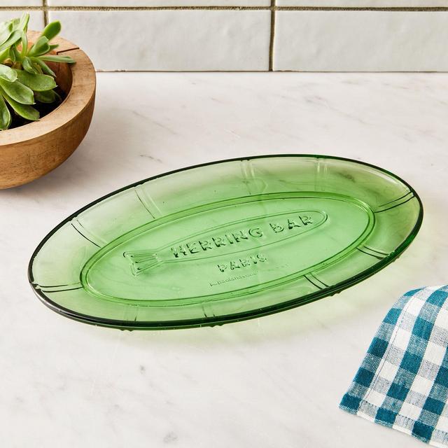 Fish & Fish Glass Oval Plate