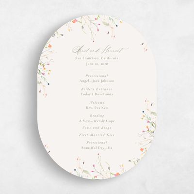 Beige Oval Wedding Program - Caramella
