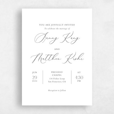 White Wedding Invitation - Niligan Portrait