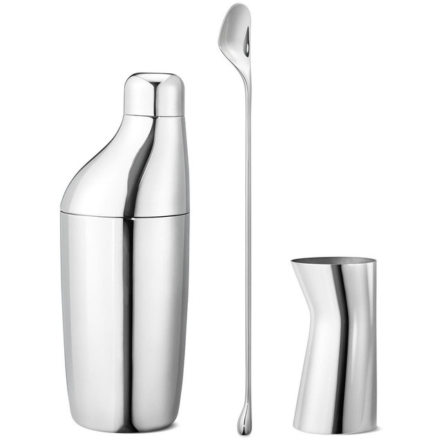 Georg Jensen Sky Cocktail Set - Shaker, Stirring Spoon and Jigger, 3 Piece