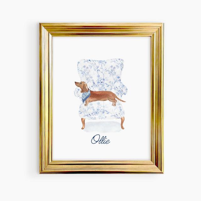 Custom Pet Portrait Dachshund Art, Grand Millennial Art, Personalized Dachshund Gift, Chinoiserie Style, Dog Nursery Decor, Doxie Mom Gift
