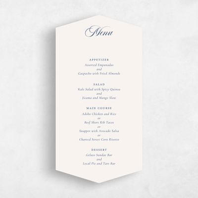 Blue Diamond Wedding Menu - Loxley
