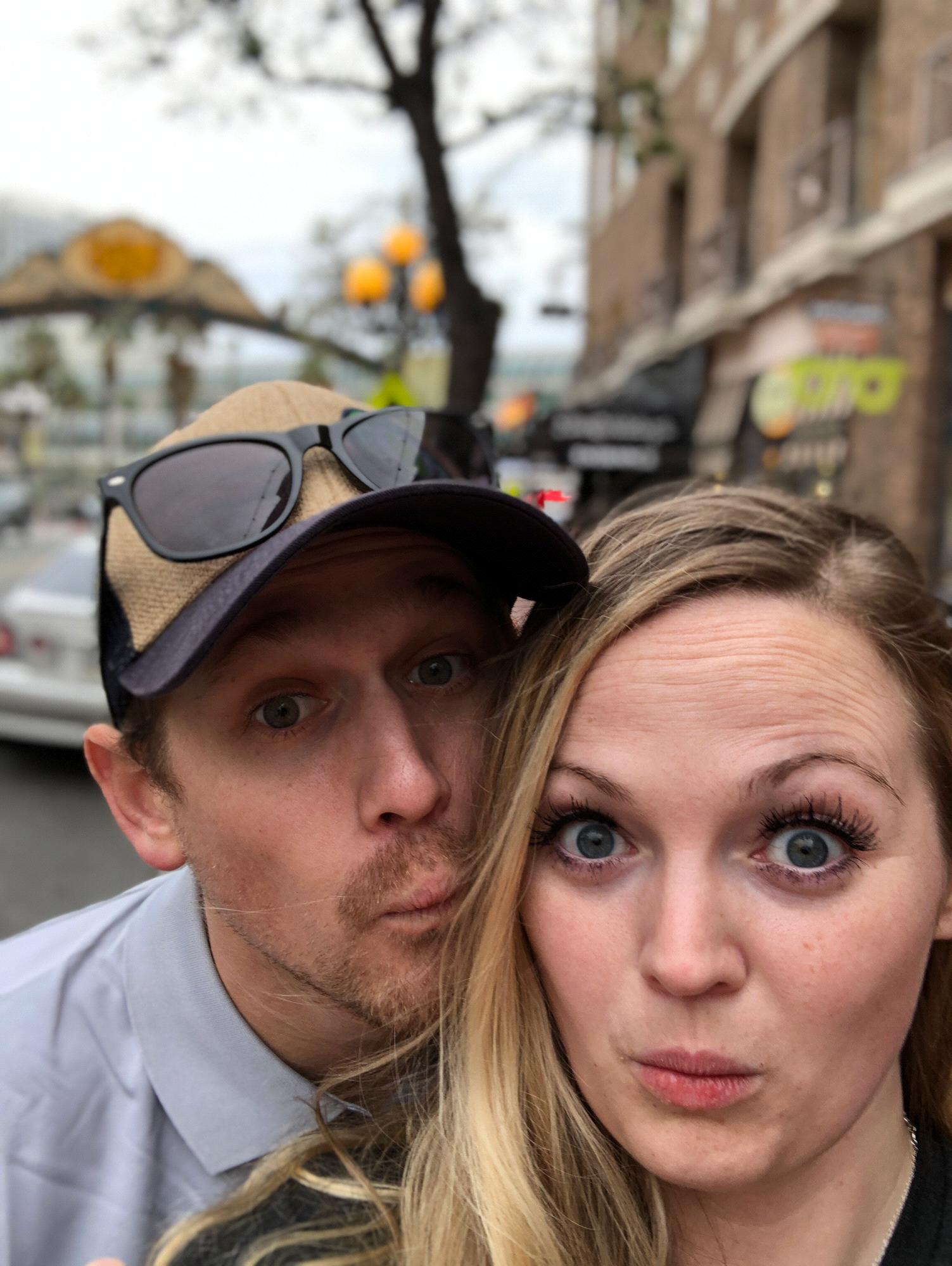 Being our goofy selfs while exploring Gaslamp district in San Diego, CA. February 2019