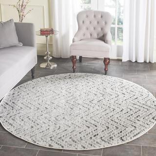 Adirondack Modern Distressed Chevron Round Area Rug