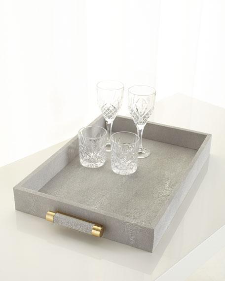 AERINClassic Dove Faux-Shagreen Serving Tray