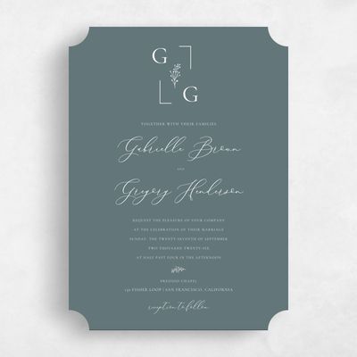 Green Ticket Wedding Invitation - Olney Portrait