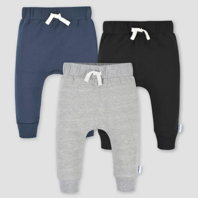 Gerber Baby 3pk Jogger Pants - Heathered Gray 3-6M