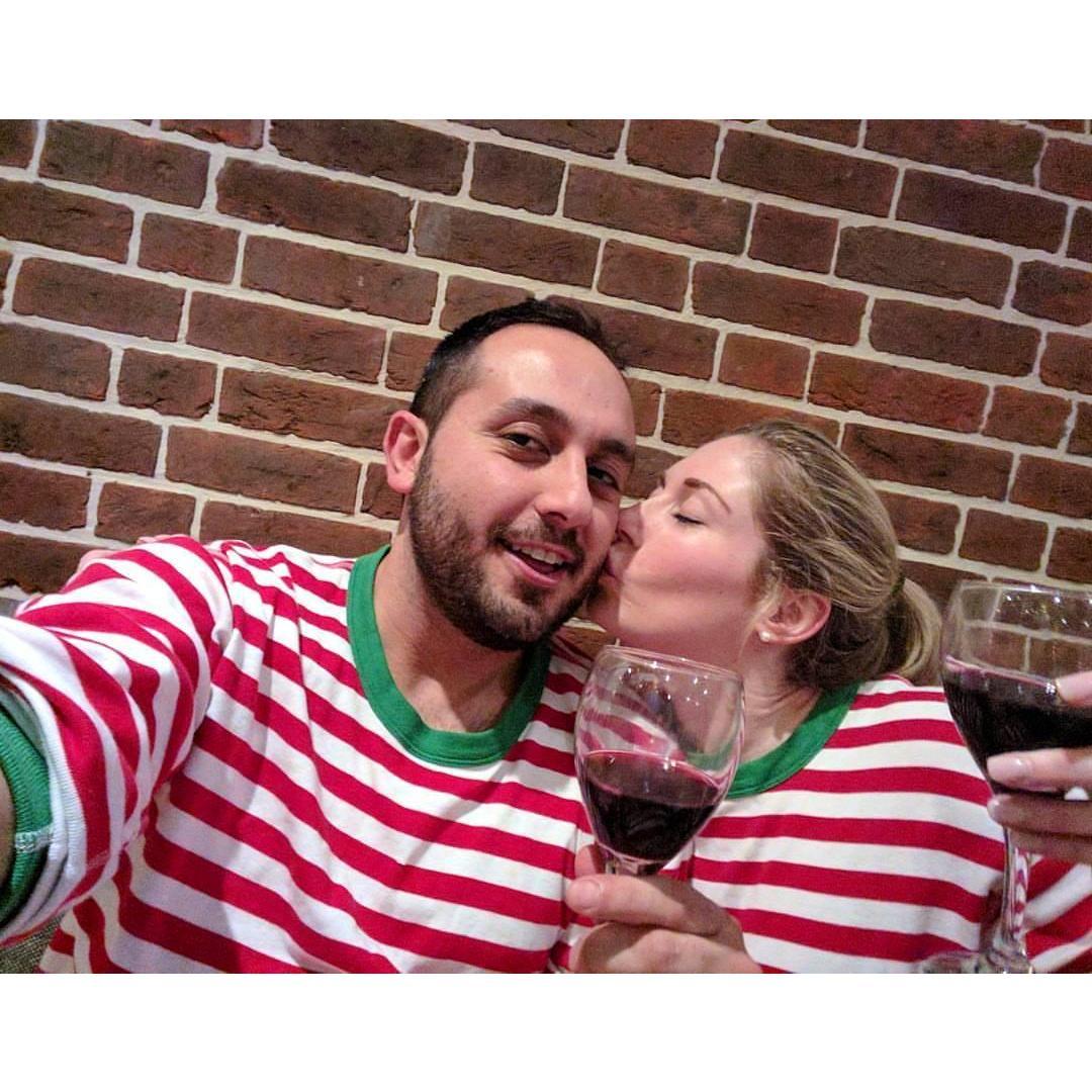 Our first Christmas together, just the two of us. Matching PJs in Jenn's London flat.