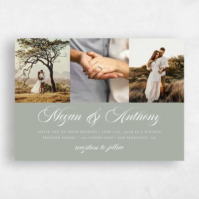Pale Sage, Green Wedding Invitation - Jessenia Multiphoto