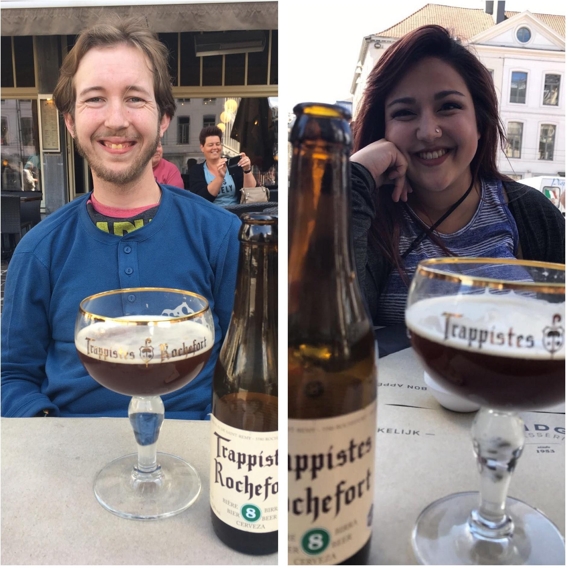 Enjoying one of the first of many delicious beers in Ghent, Belgium