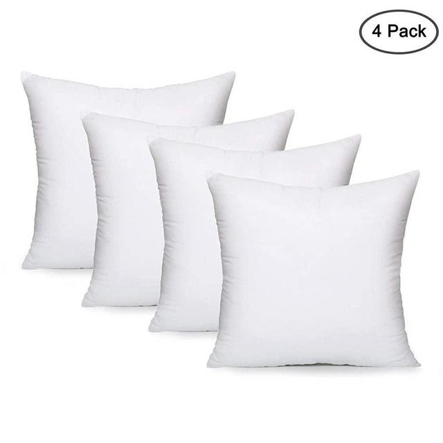Yoodelife Square Sham Stuffer Hypo-Allergenic Poly Pillow Insert Form White, 18" L x 18" W (4 Pack)
