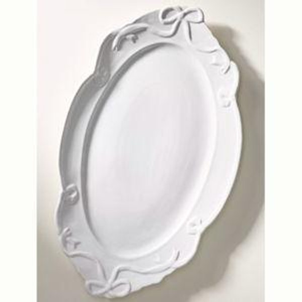 Benedita Bow Ceramic Stoneware Platter in White