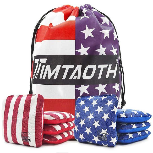 Timtaoth Dual Sided Corn Hole Bags Professional Cornhole Bags Set of 8 Regulation Corn Hole Bean Bags Slick and Stick