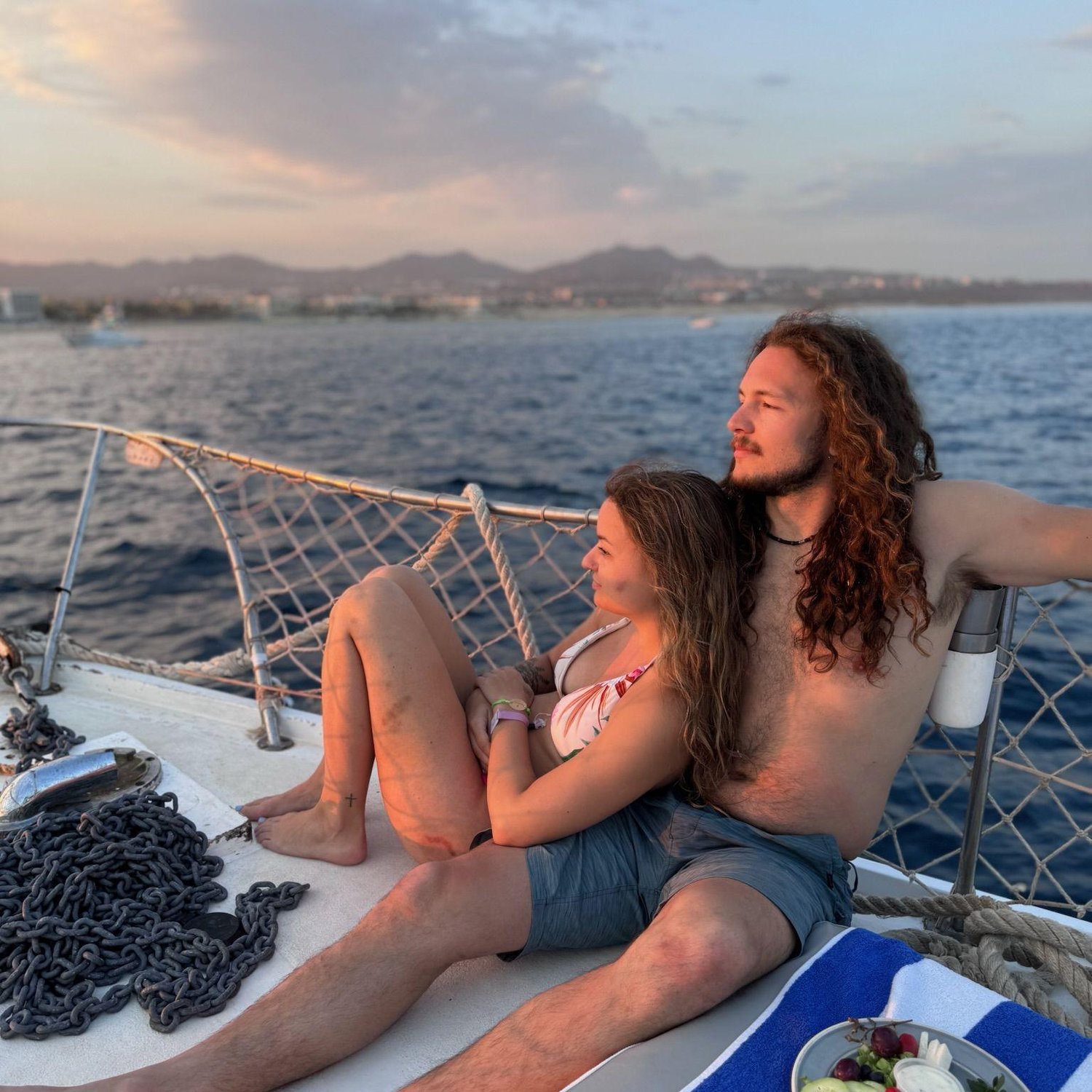 Relaxing on a boat off the coast of Cabo San Lucas