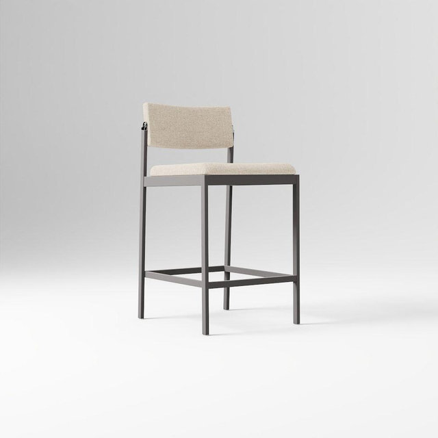 Freeman Counter Stool, Distressed Velvet Sand, Antique Textured Bronze