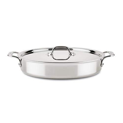 All-Clad ST4404.58 D3 Compact Stainless Steel Dishwasher Safe Sear & Roast Cookware, 4.5-Quart, Silver