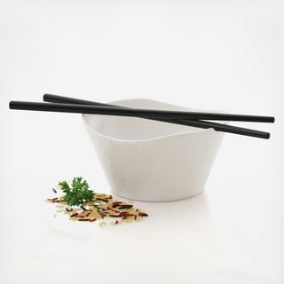 Eclipse Porcelain 3-Piece Rice Bowl & Chopsticks Set