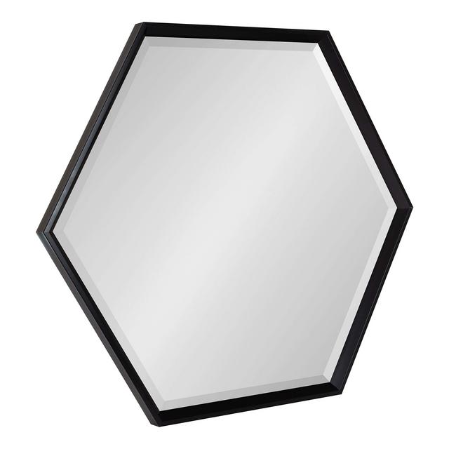 Kate and Laurel Calter Modern Hexagon Framed Wall Mirror, 30 x 35, Black, Chic Indie Room Decor for Wall