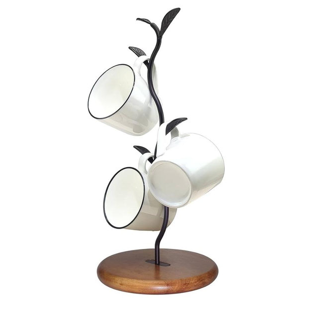 Coffee Mug Holder Tree Rack for Counter,Leaf Shaped Tea Cup Mug Holder Stand for Countertop,Perfect Coffee Bar Accessory & Kitchen Home Organizer Black
