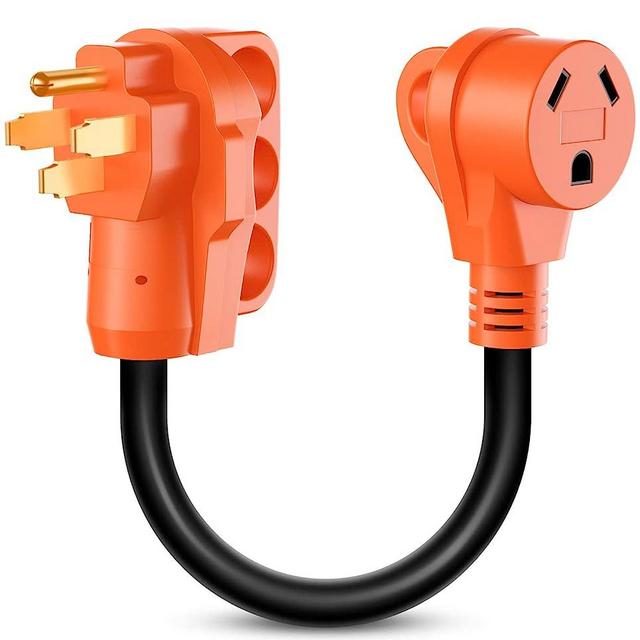Nilight - 50033R 18 inch 50 Amp to 30 Amp RV Plug Adapter Heavy Duty Dogbone Electrical Adapter with Handle 50A Male to 30A Female Cord Adapter 125V/3750W,2 Years Warranty