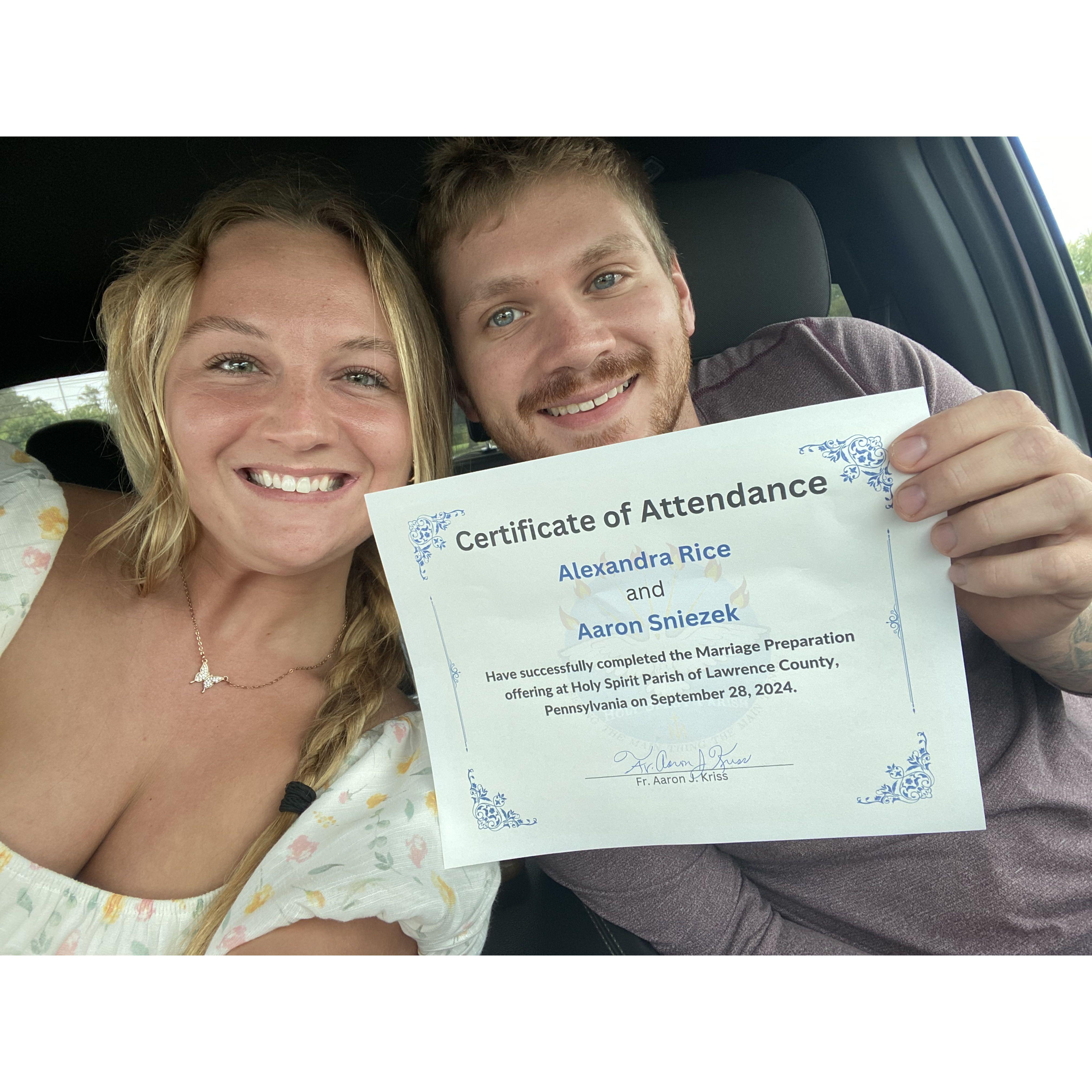 Completed our marriage preparation class!