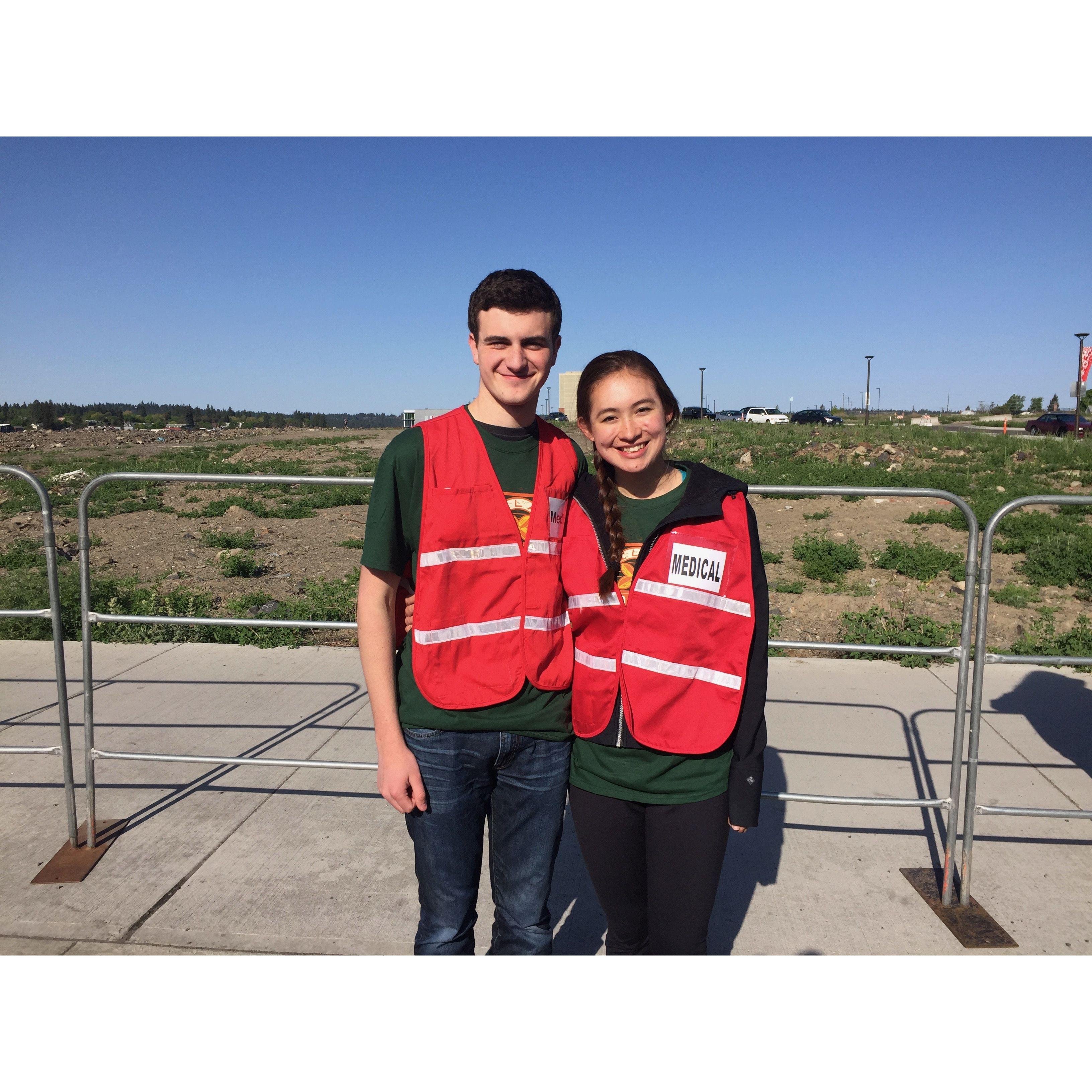 Volunteering at Bloomsday, Spokane, 2015