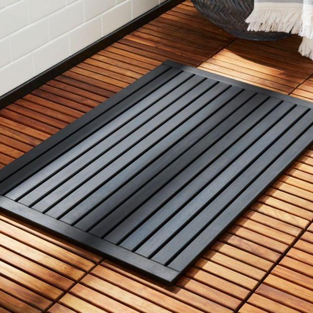 Lateral Teak Black Bath Mat 21.75"x32"