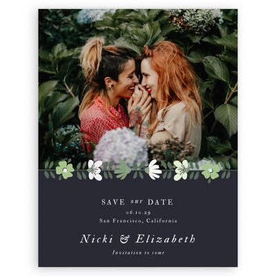Black Floral Wedding Digital Save the Date - Terra Photo
