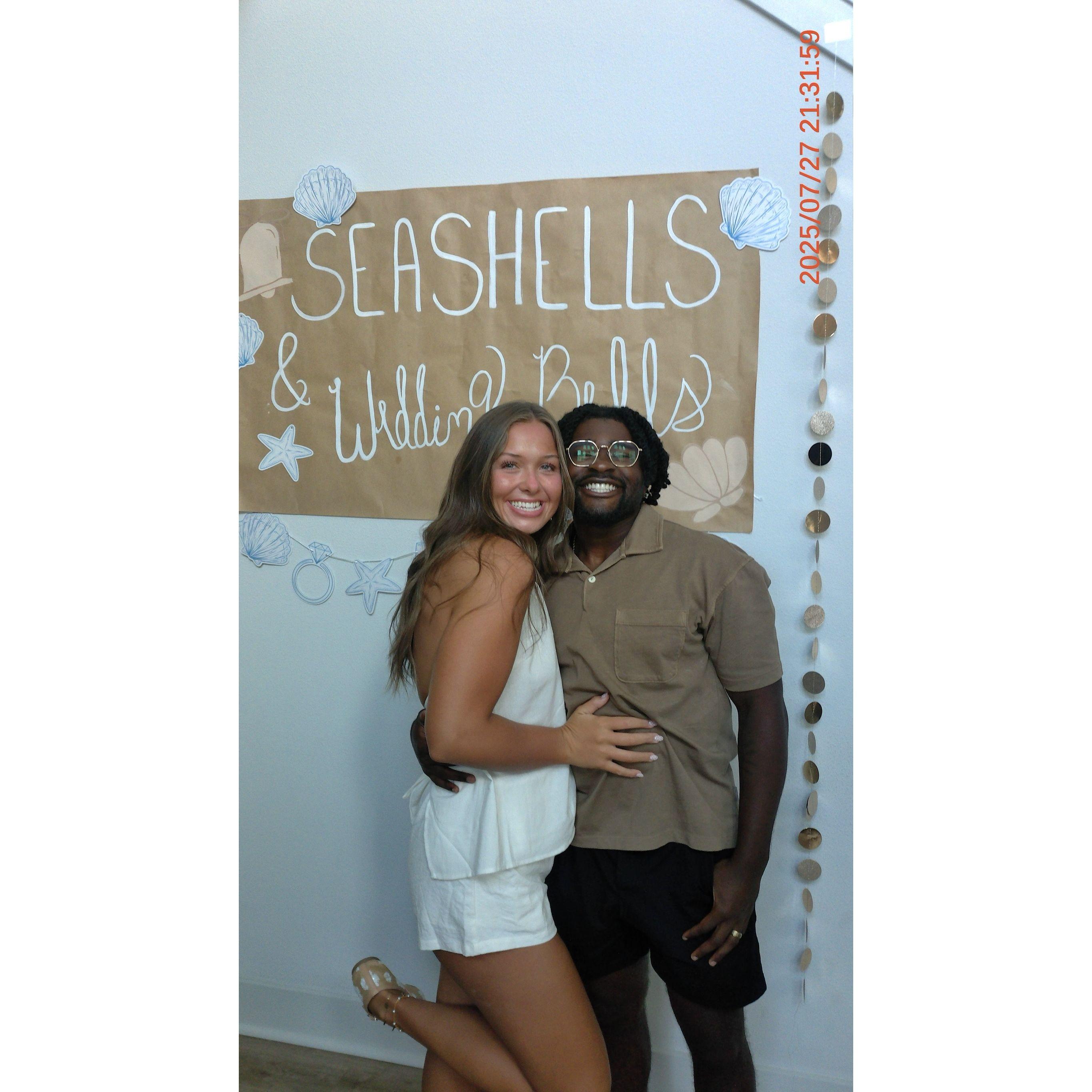 Seashells and Wedding Bells night on our bach trip!