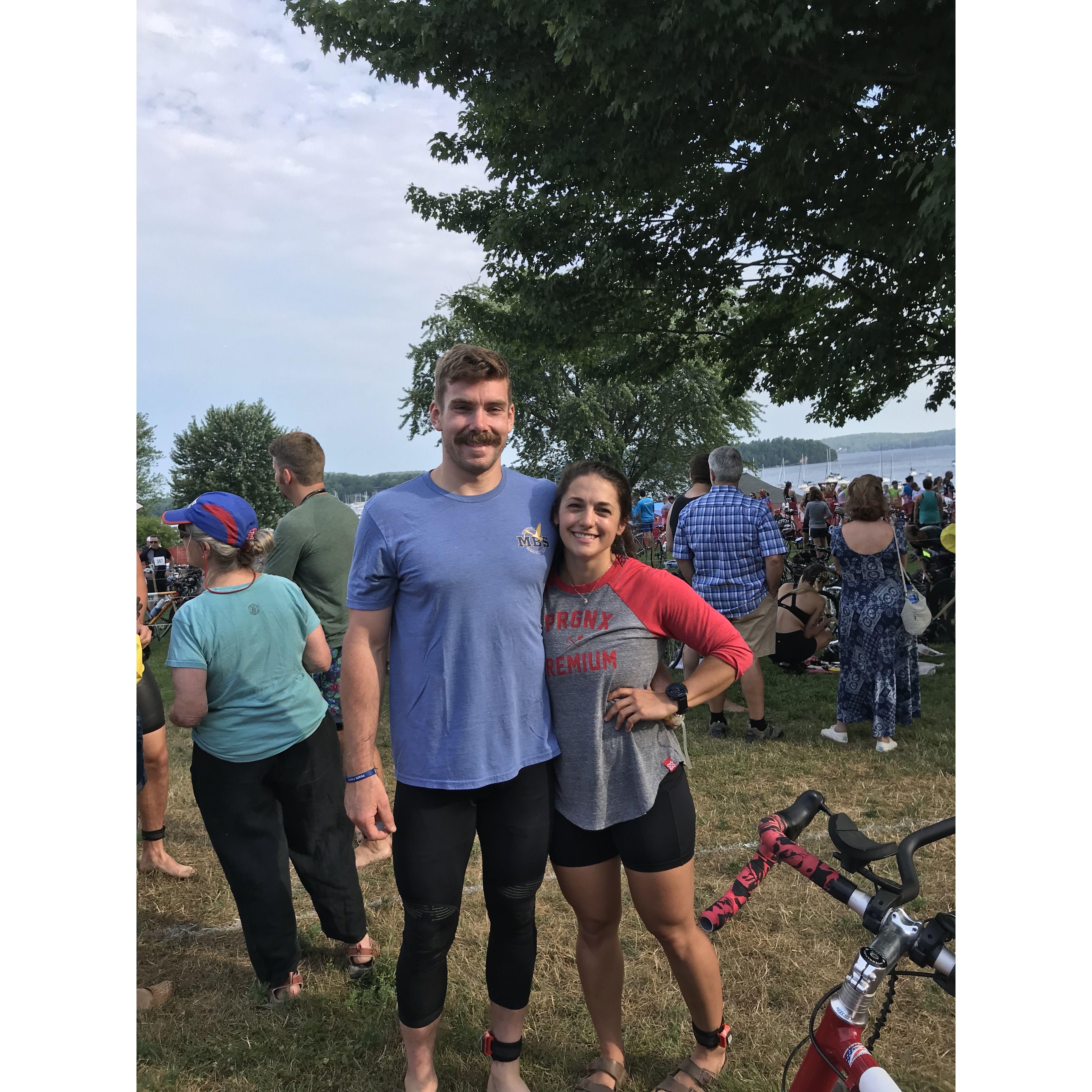 Our first triathlon together in Colchester. We are always good at giving each other some friendly competition.