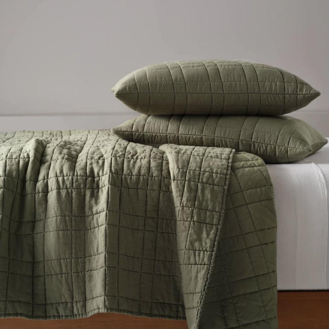 Washed European Linen Quilted Sham Set