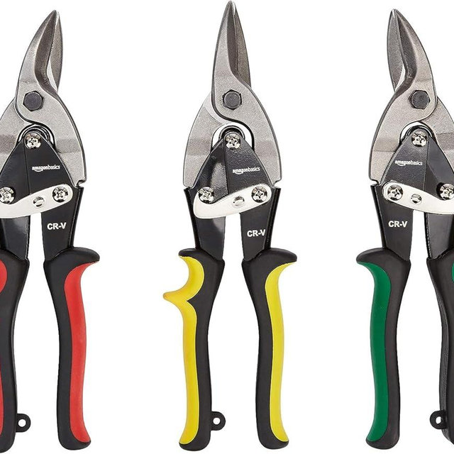 Amazon Basics 3-Piece Aviation Snip Set - Left, Right and Straight Cut