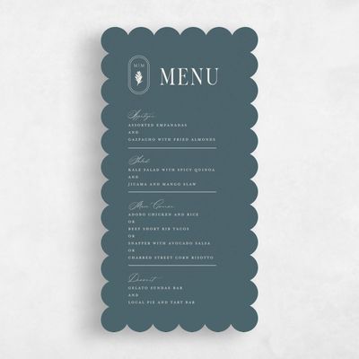 Blue Scalloped Wedding Menu - St Lucia