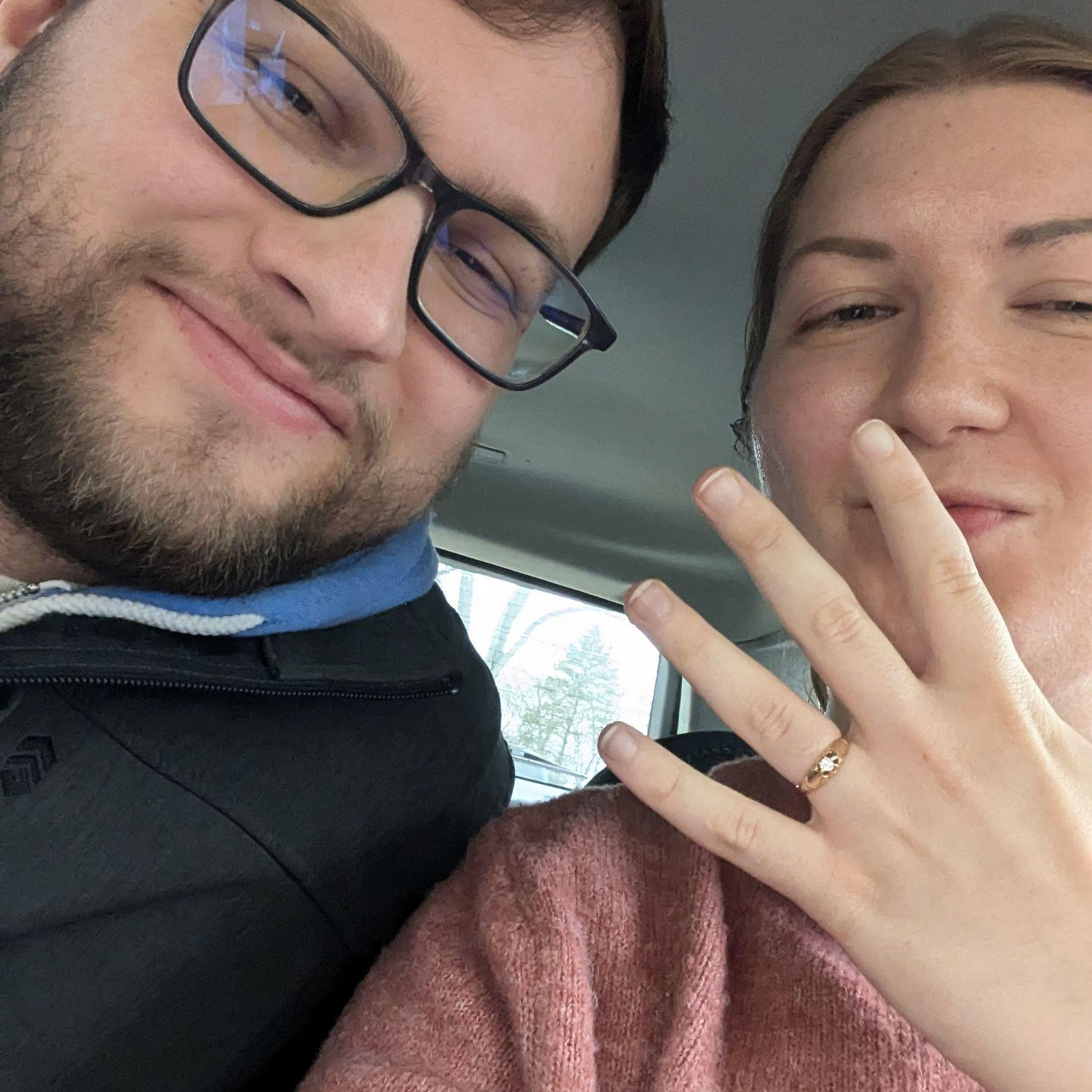 We took this in the car right after picking out a ring together