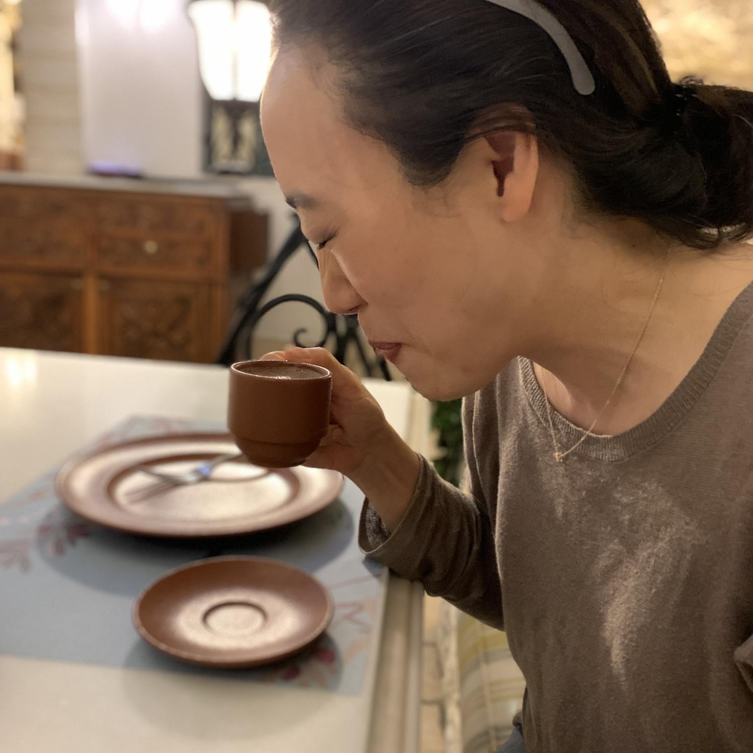 He enjoyed watching her make faces after sipping bitter coffee...