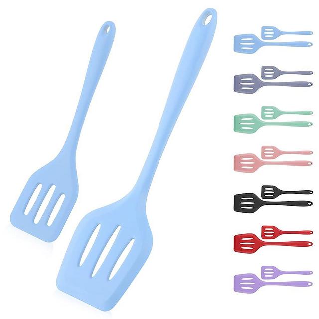 Silicone Slotted Spatula, Silicone Turner, Slotted Spatula for Cooking, Spatulas for Nonstick Cookware, Spatulas Silicone Heat Resistant, Rubber Spatula for Fish, Eggs (Blue)