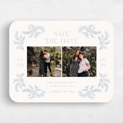Blue Rounded Wedding Save the Date - Petalo Multiphoto
