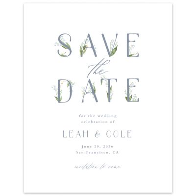 Dusty Blue Wedding Digital Save the Date - Zucchero Portrait