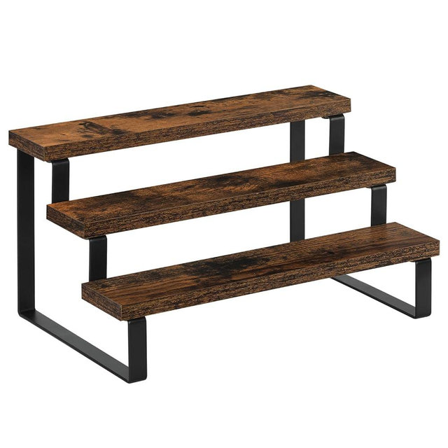YINMIT Wood Display Riser Stand, Wooden Display Riser Shelf, 3 Tier Kitchen Counter Shelf Spice Rack Organizer, Tiered Countertop Display Shelf for Perfume, Makeup, Figure, Dolls Collection, Condiment