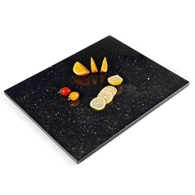 Koville Marble Cutting Board for Kitchen, 20x16 Inches Large Marble Slab Cheese Board, Rectangular Serving Board for Baking Charcuterie Pastry, Natural Stone Board for Countertop(Black Galaxy, Large)