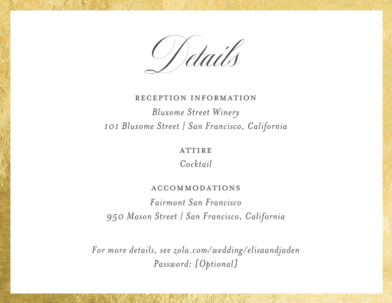 Azurite Foil | White | Zola Wedding Enclosure Cards