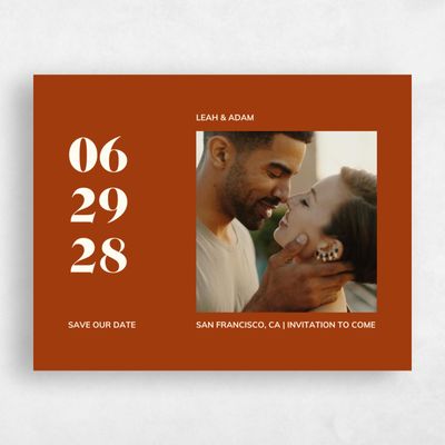 Dark Rust, Orange Wedding Save the Date - Everett Photo
