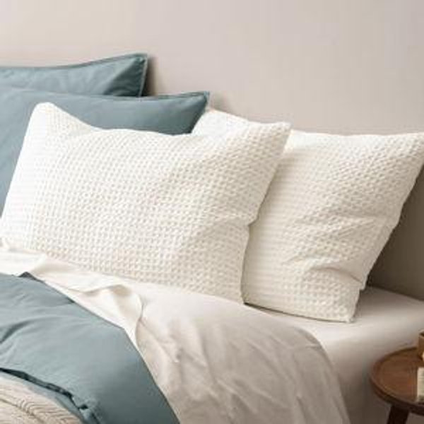 PHF Ultra Soft Waffle Weave Pillow Shams Standard Size, No Insert, 2 Pack 20" x 26" Pillowcases,Breathable & Skin-Friendly Pillow Cases, Stylish Decorative Bed Pillow Cases Covers, Coconut White