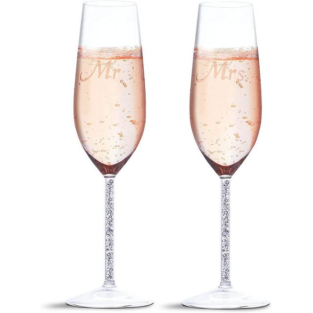 Mr and Mrs Champagne Glasses, Bride and Groom Flutes for Wedding, Engagement