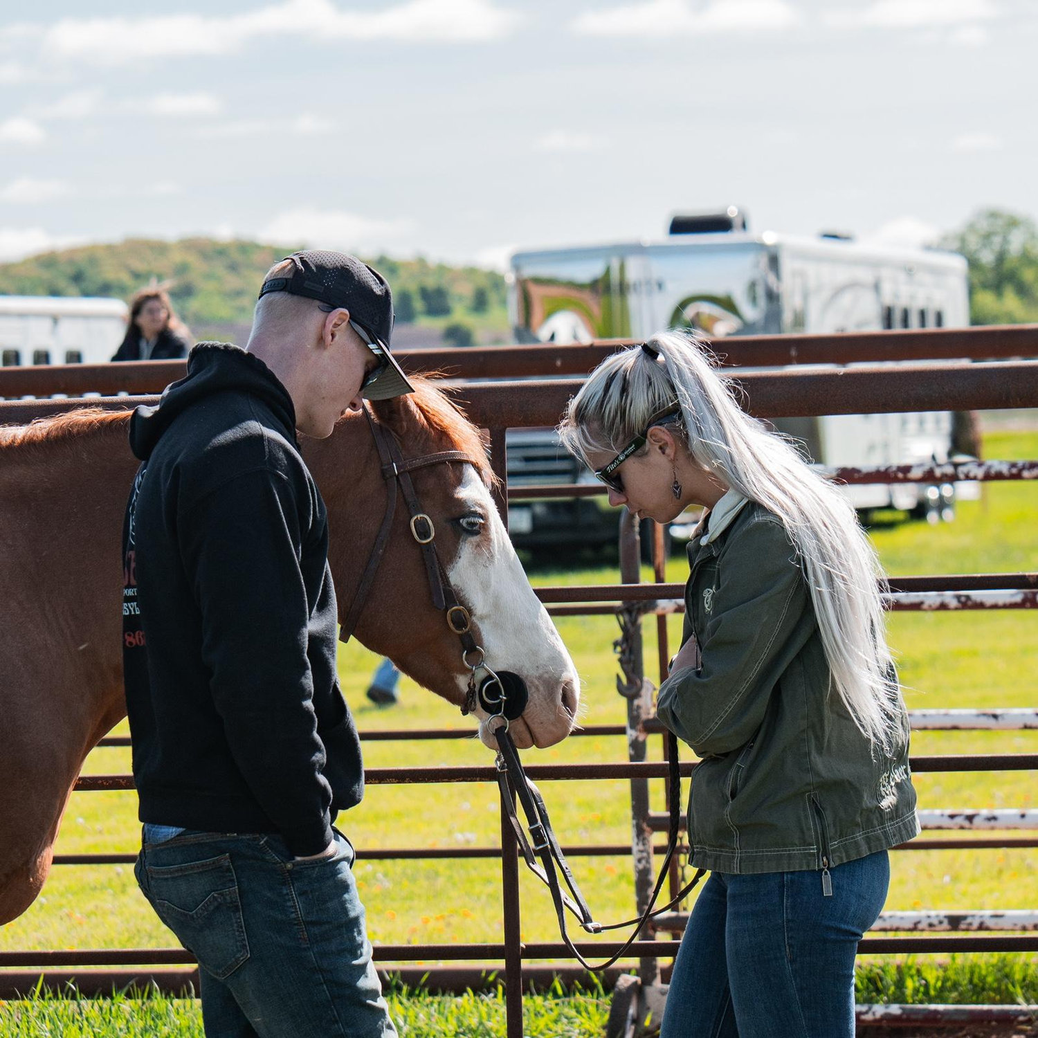 May 2022: Logan came to a barrel race with his best friend, Hunter. Hunter snapped this candid of us.