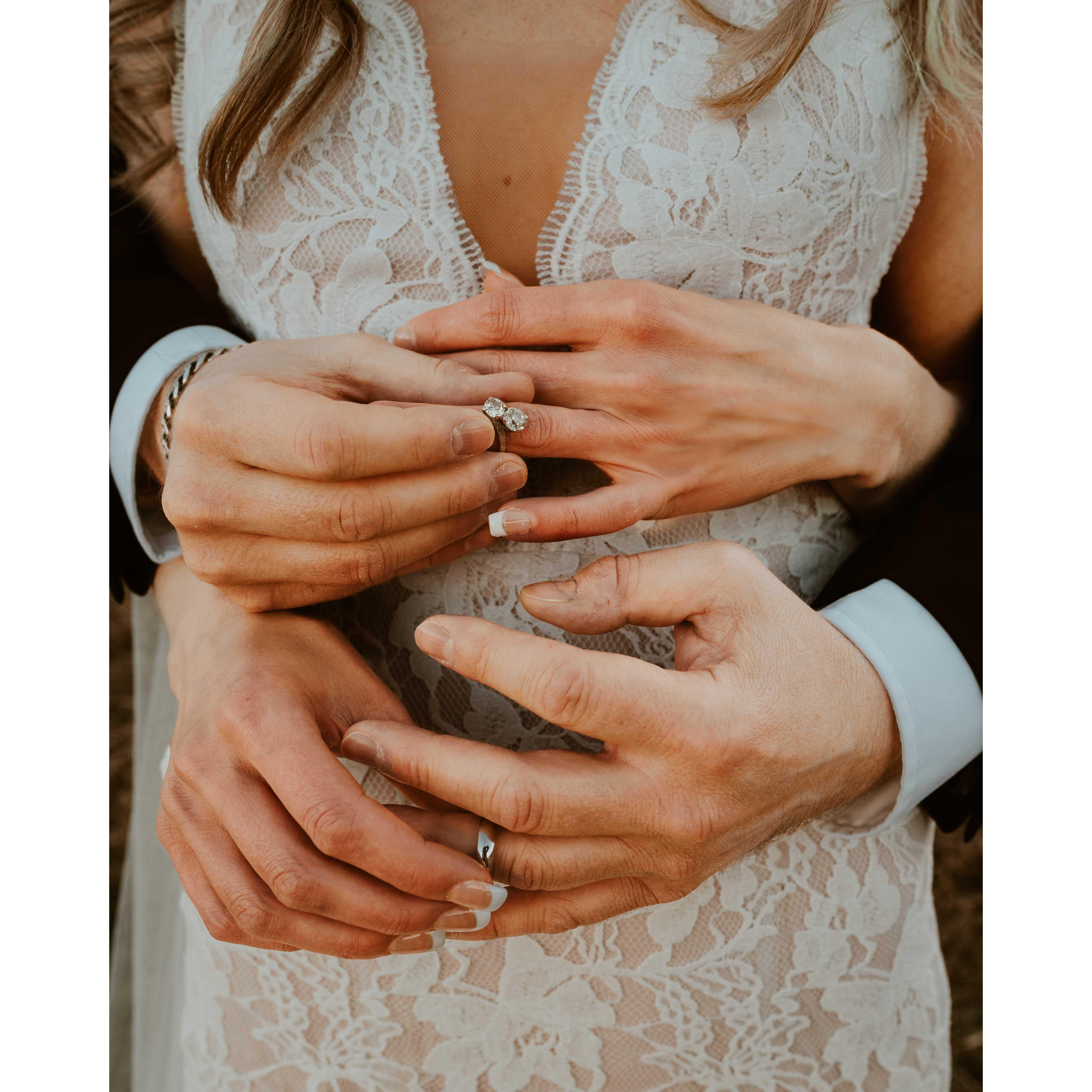 Putting on our rings.