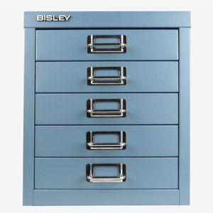 Bisley 5-Drawer Desktop MultiDrawer Steel Cabinet - Doulton Blue